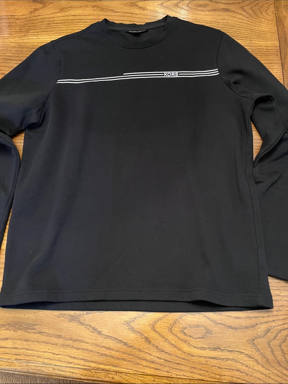 Michael‎ Kors Black Long-Sleeve Crewneck with White Stripe, size large